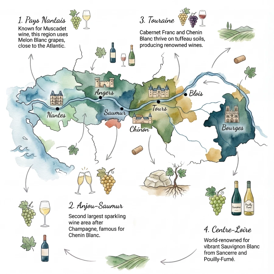 Navigation guide: The four pillars of the Loire Valley wine kingdom.